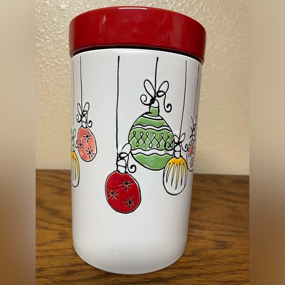 New Christmas ORNAMENTS Ceramic Canister 8” Tall - Picture 2 of 8
